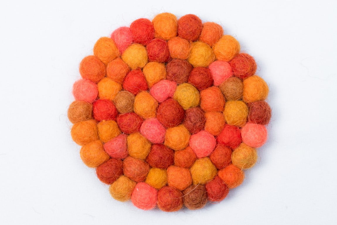 Details about   Set Of 4 10cm Square Nepalese Handmade Wool Felt Ball Coasters 