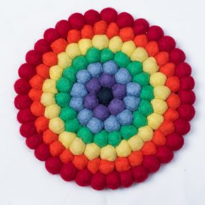 Rainbow Felt Ball Pot Mat