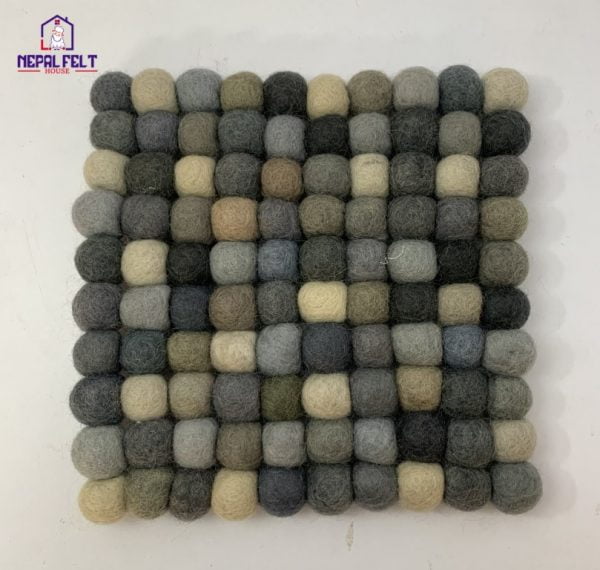 Grey Felt Ball Trivet mat