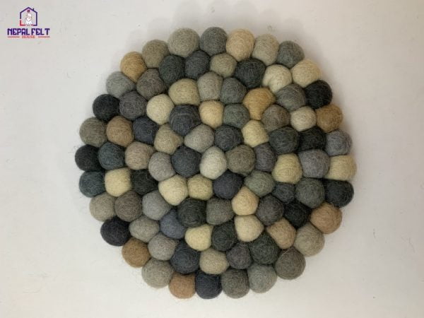 Grey Felt Ball Trivet mat