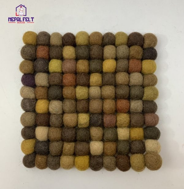 Brown Felt Ball Trivet mat