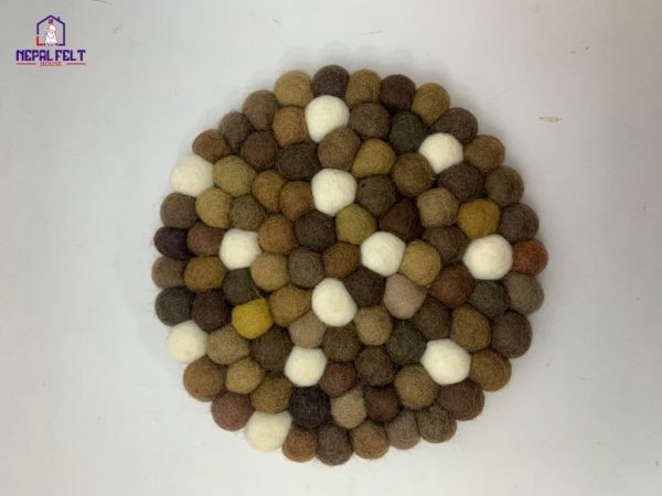 Brown Felt Ball Trivet mat