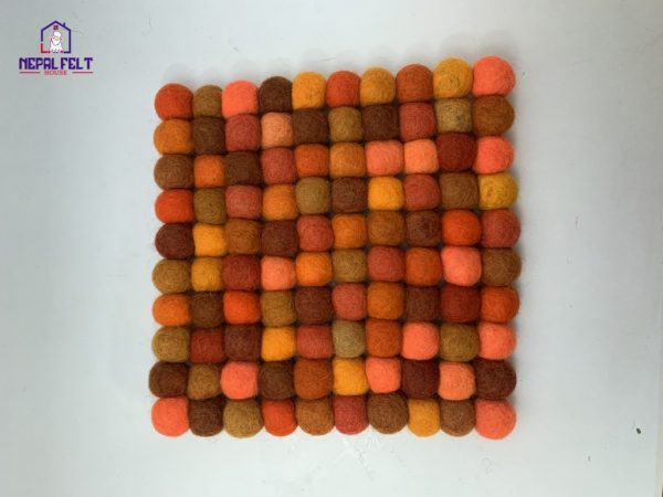 Orange Felt ball Trivet Mat