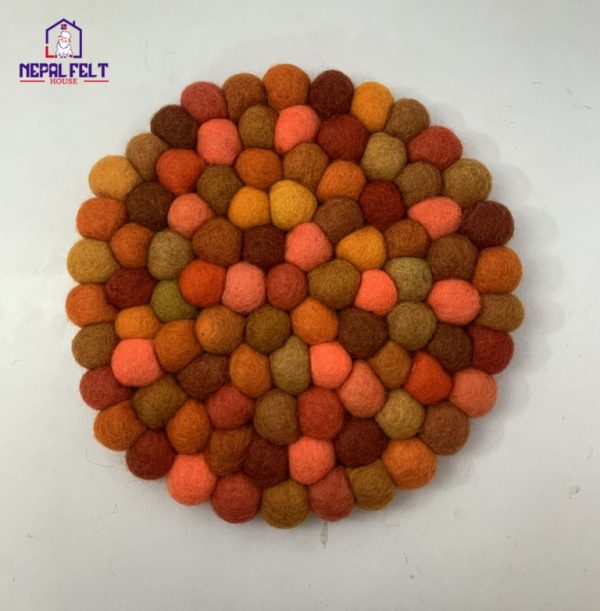 Orange Felt ball Trivet Mat