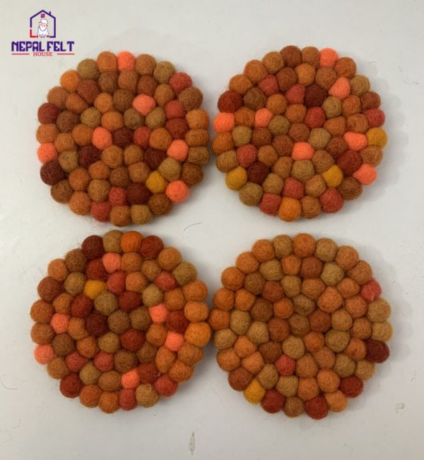 Orange Felt ball Trivet Mat