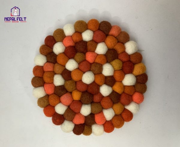 Orange Felt ball Trivet Mat