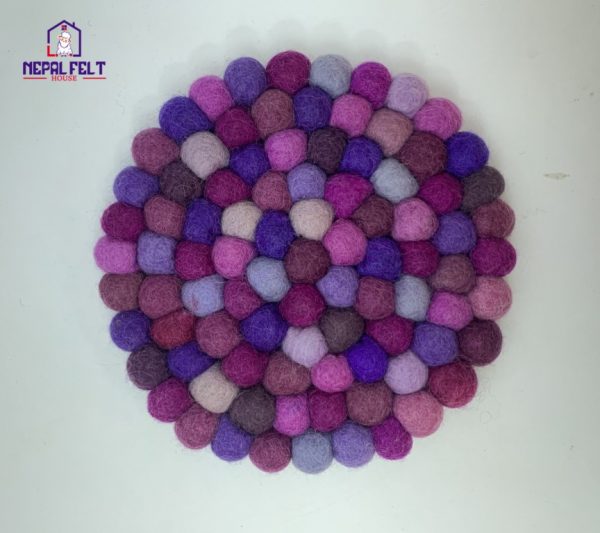 Purple Felt ball Trivet Mat