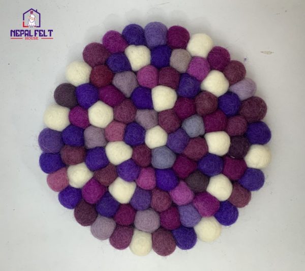 Purple Felt ball Trivet Mat