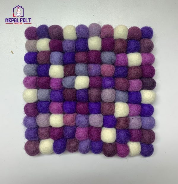 Purple Felt ball Trivet Mat