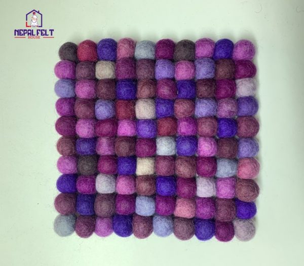 Purple Felt ball Trivet Mat