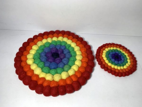 Rainbow Felt ball Trivet Mat