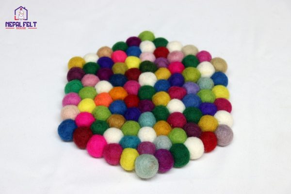 Multi Hexagon Felt Ball Trivet Mat