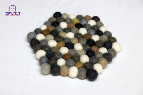 Grey Hexagon Felt Ball Trivet Mat