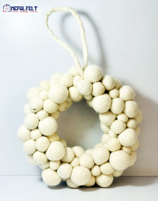 White Felt Ball Wreath