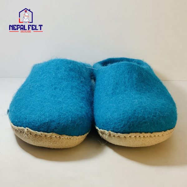 Blue Felt Wool Slippers