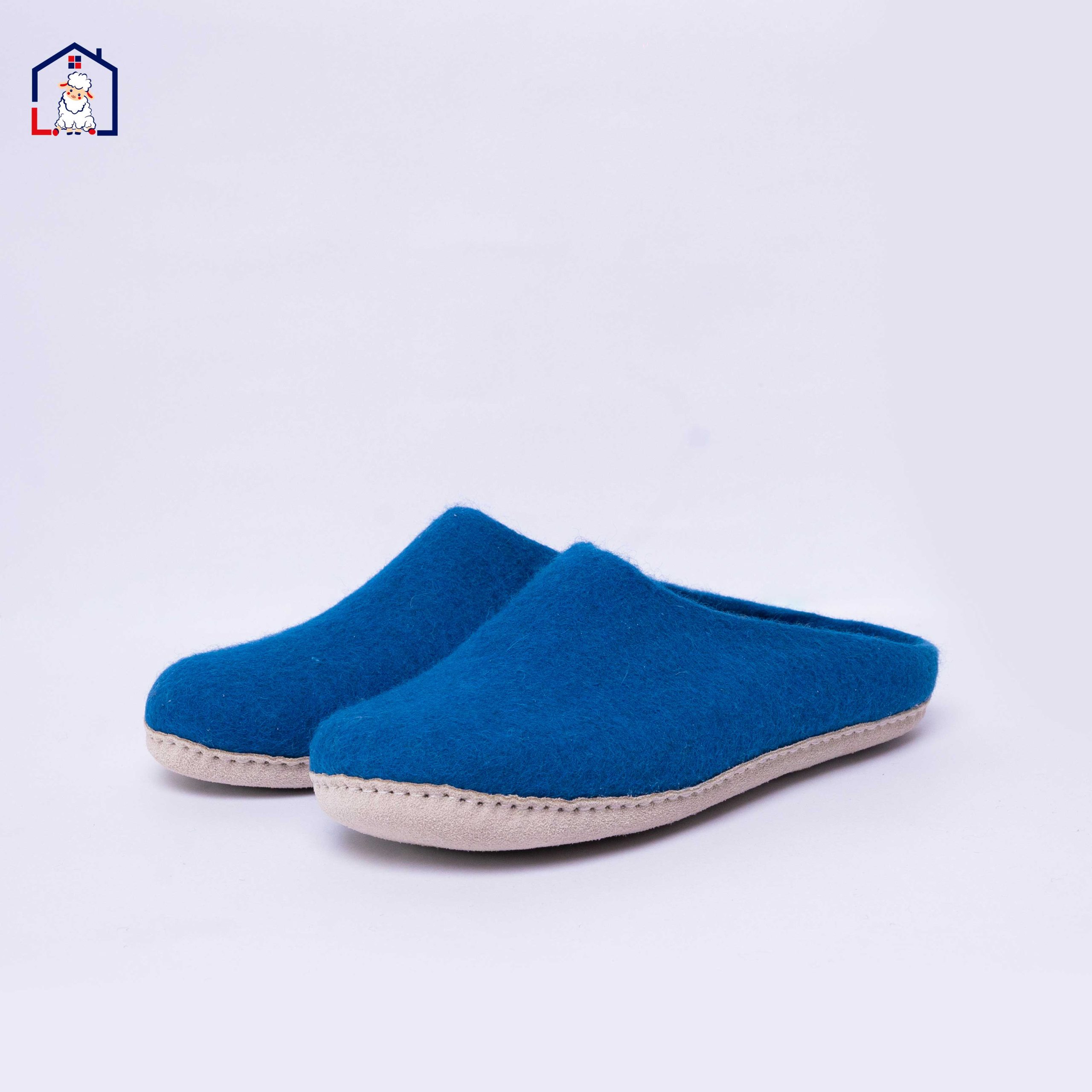 Blue Felt Wool Slippers Wholesale