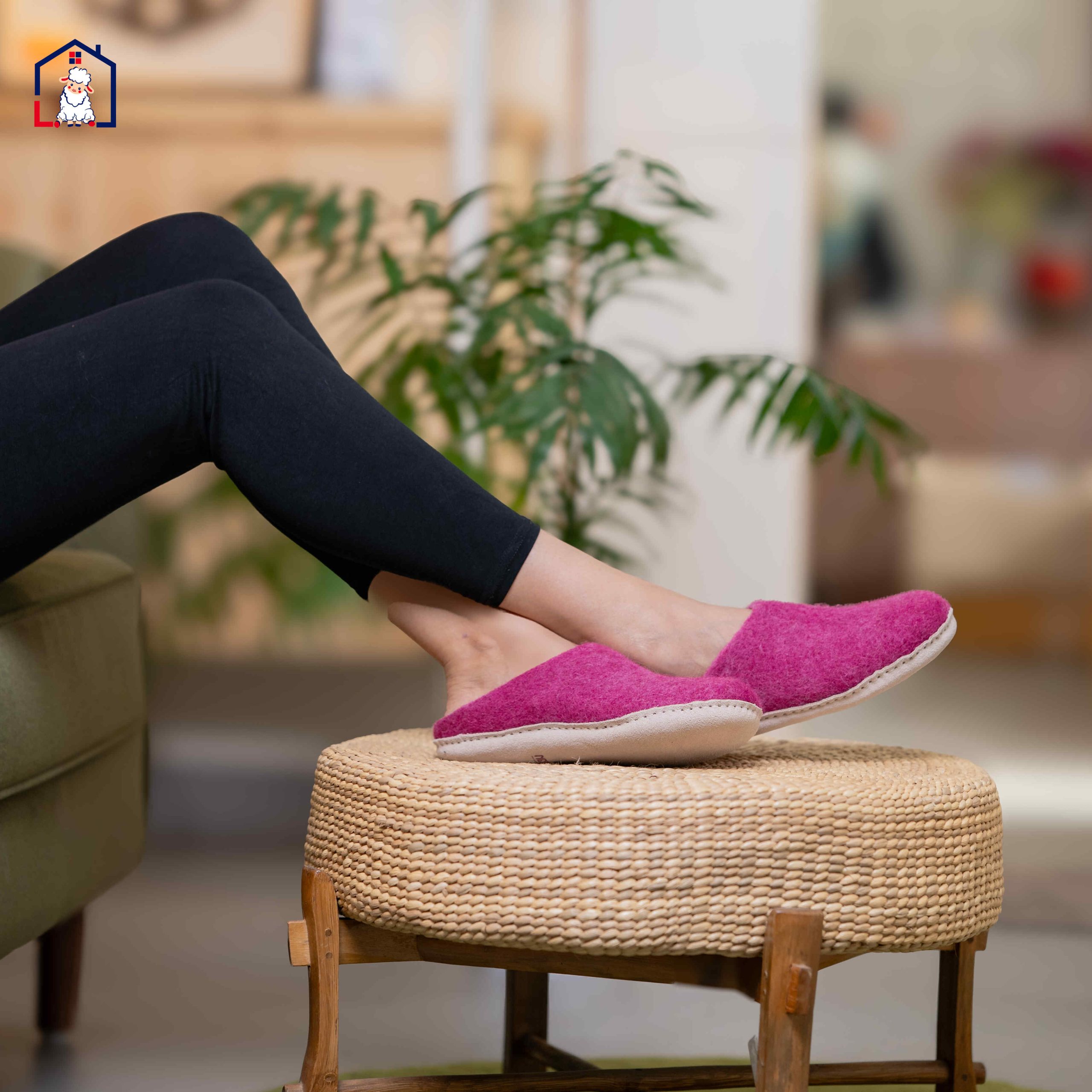 Purple Felt Wool Slippers