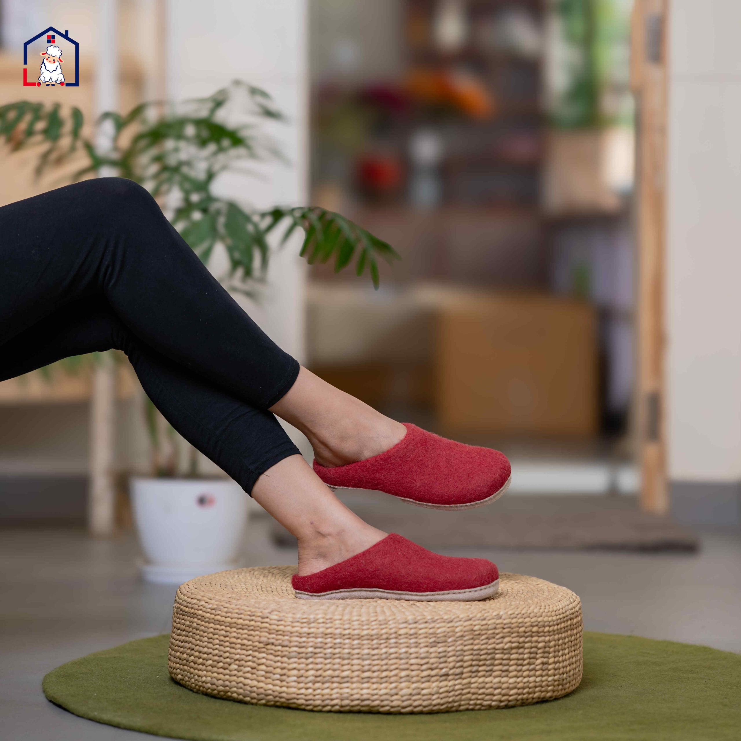 Red Felt Wool Slippers