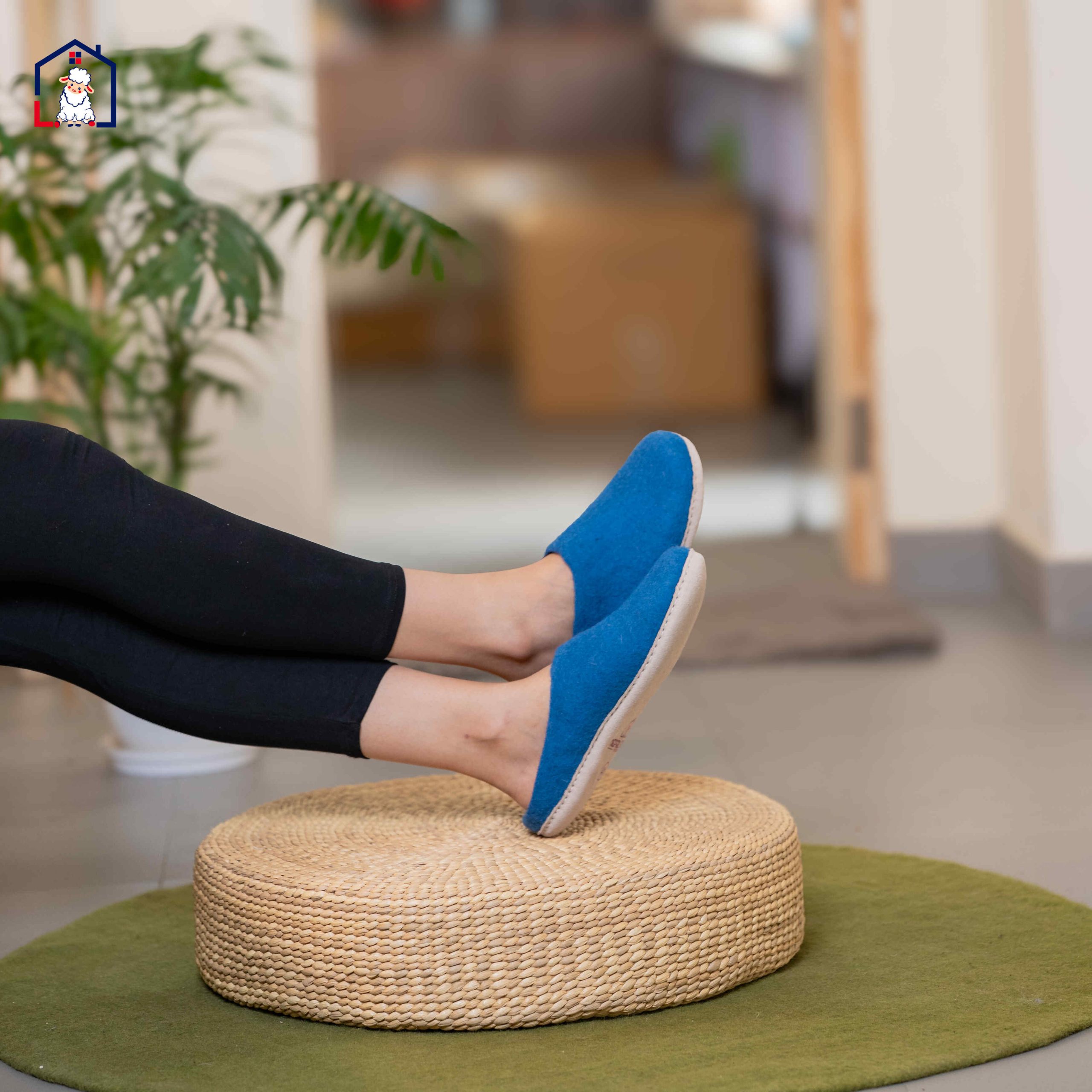 Blue Felt Wool Slippers Wholesale