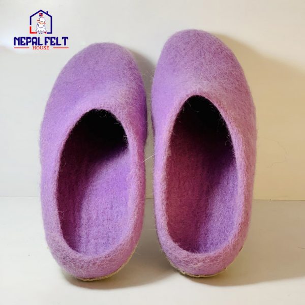 Purple Felt Wool Slippers