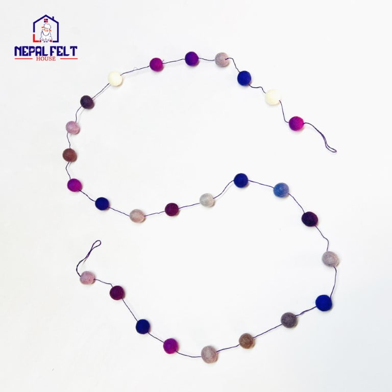 Purple Felt Ball Garland Wholesale