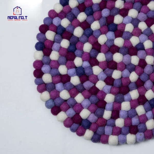 Purple Color Felt Ball Rugs